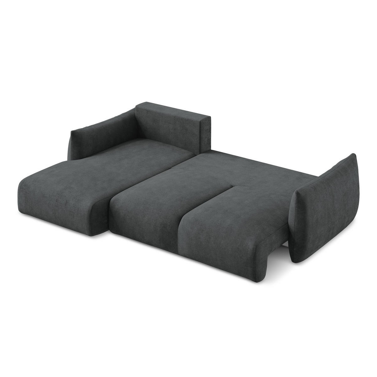 ECKSOFA mit Schlaffunktion links Chenille Stoff Grau - Dunkelgrau/Schwarz, Holzwerkstoff/Kunststoff (242/162cm) - LaMiaSofa