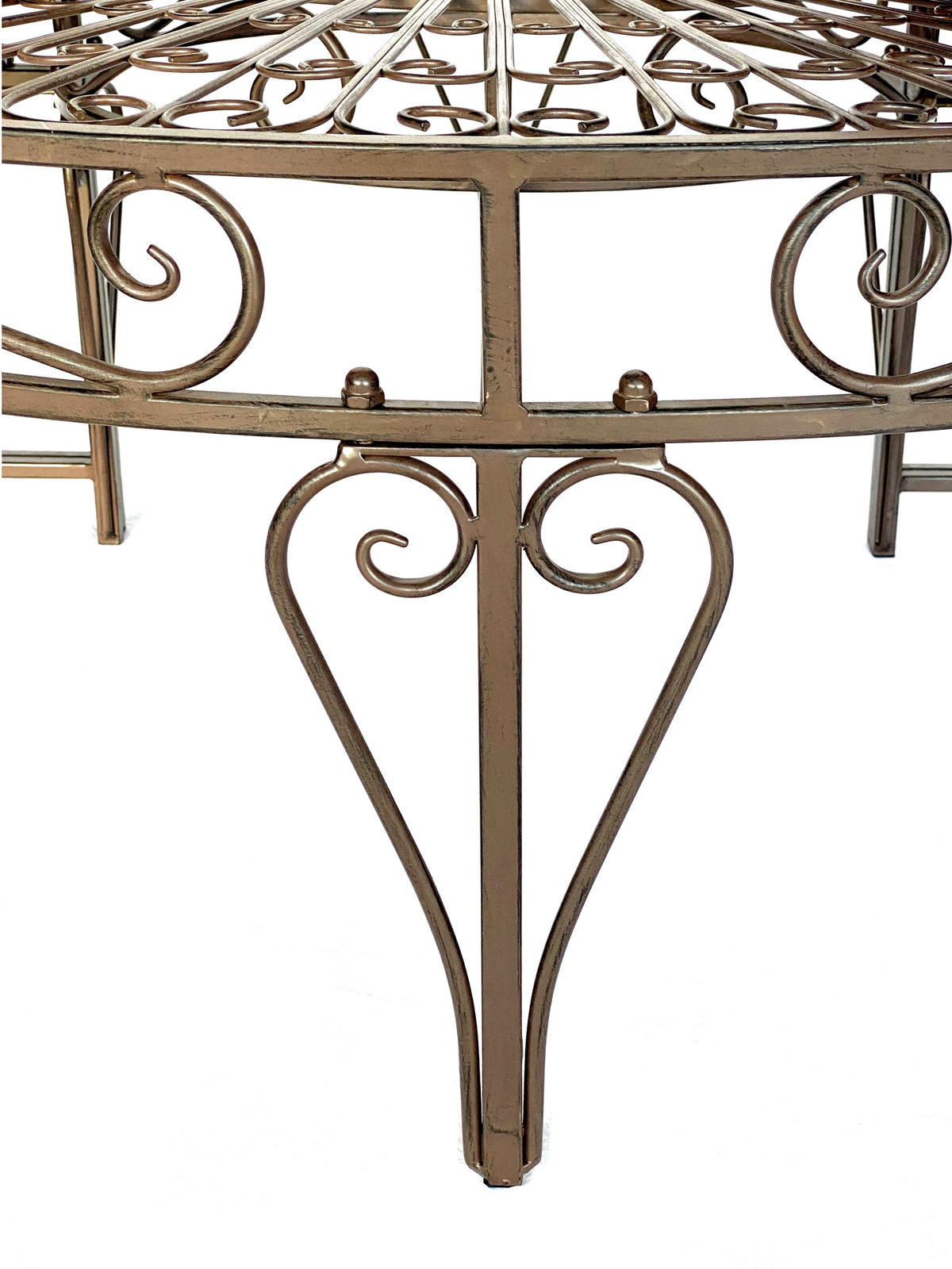 RUNDBANK Garten Metall Braun Ø 135 cm 96188 - Braun, Metall (135/46/135cm) - DanDiBo