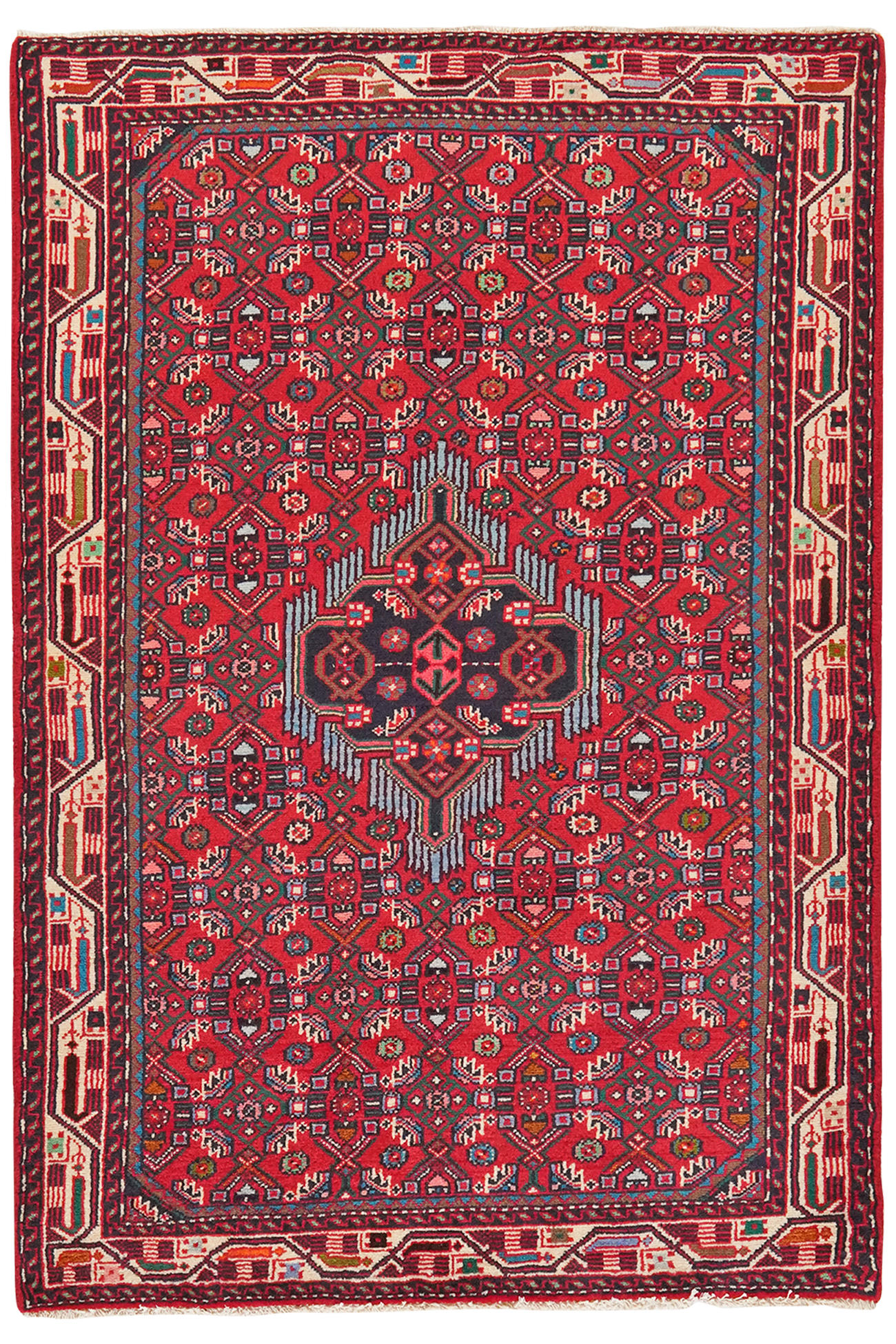 TEPPICH Assadabad Rot 151/105 cm Schurwolle - Rot, Textil (105/151cm) - Looma