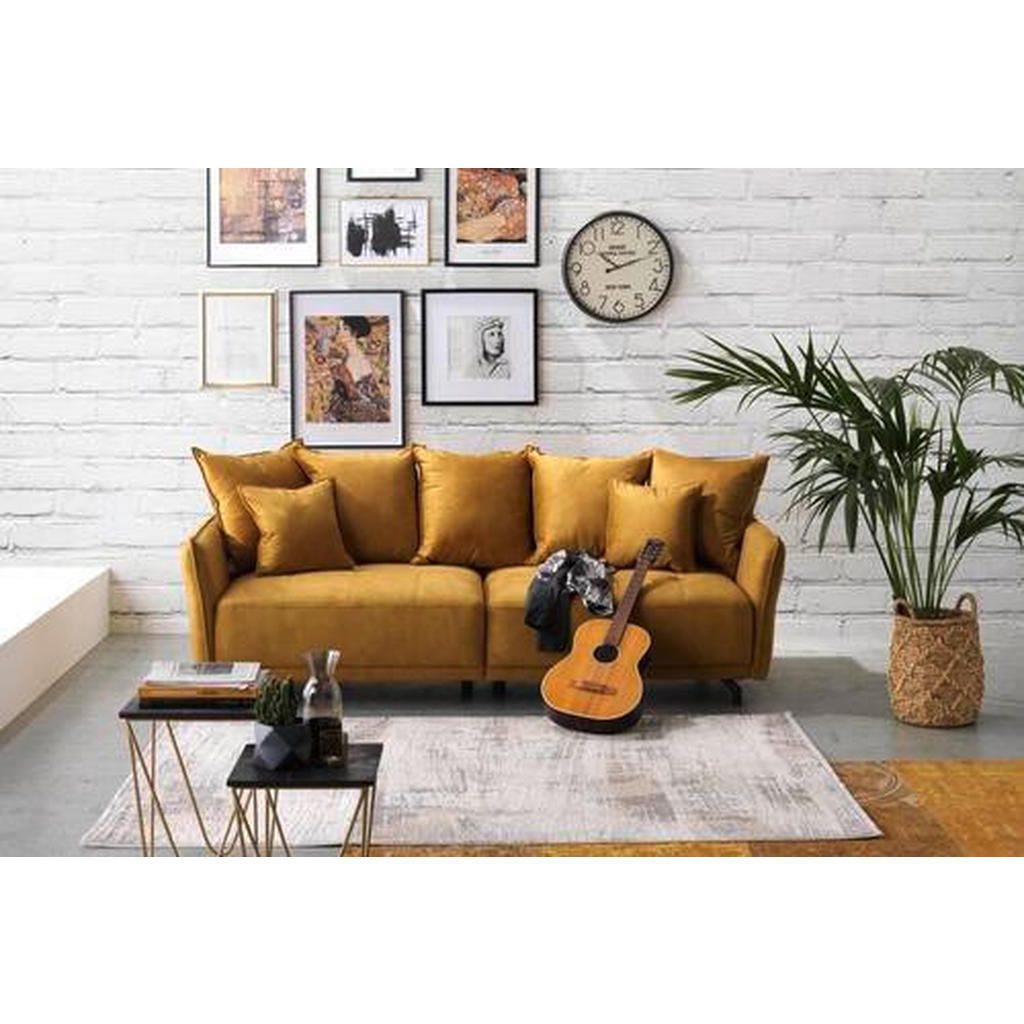 Thumbnail - Carryhome Bigsofa, Beige, Textil, Uni, 3-Sitzer, Füllung: Silikon,Silikon, 226x91x103 cm, Stoffauswahl, Wohnzimmer, Sofa...