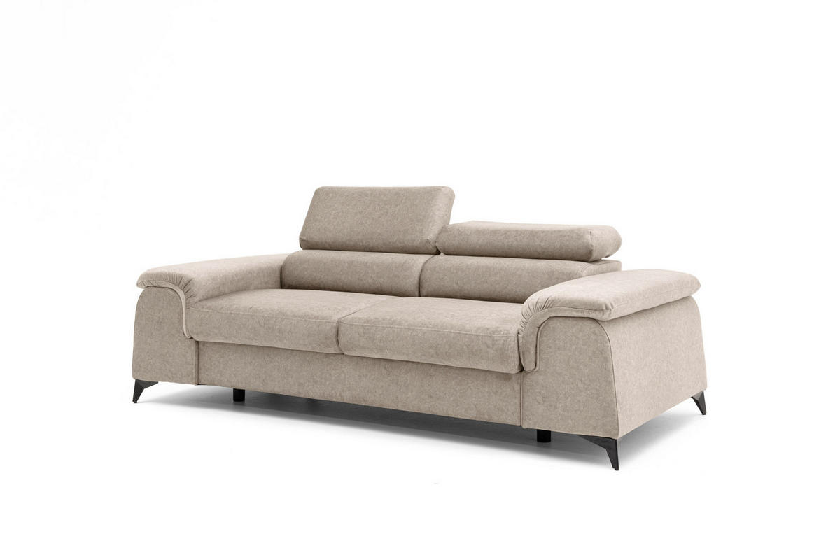 2-SITZER-SOFA PLAZA 200 cm Velours Beige - Beige/Schwarz, Holz/Textil (200/90/100cm) - Muffo