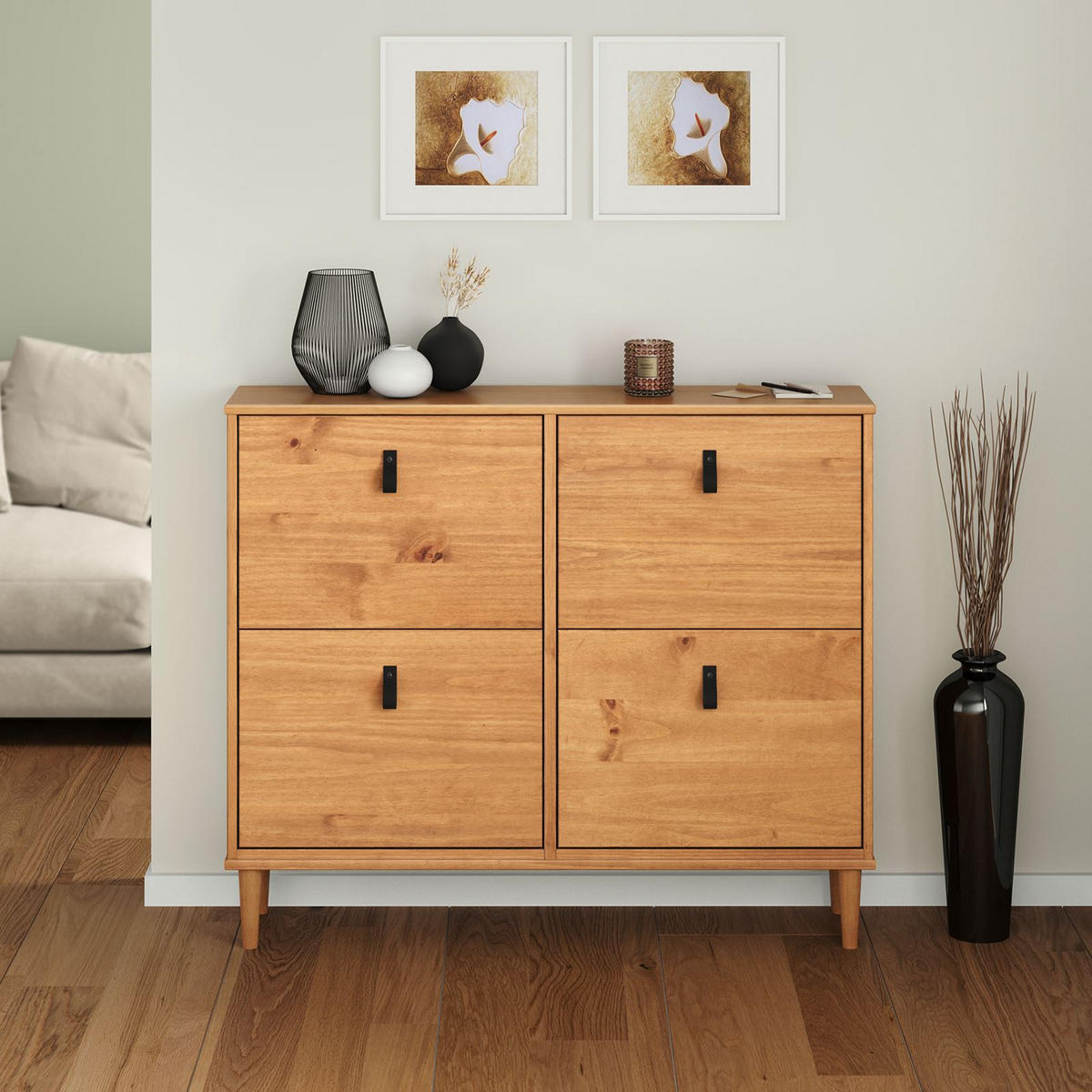 SCHUHKIPPER MIKKA Eiche - Eichefarben, Holz (107/92/25cm) - IDIMEX