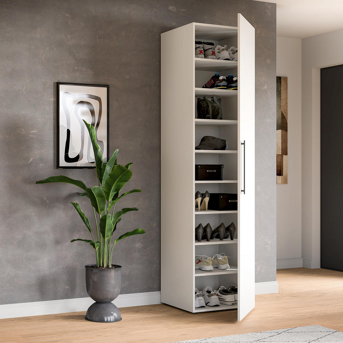 GARDEROBENSCHRANK - Weiß - Schwarz/Weiß, Holzwerkstoff/Kunststoff (55/200/47cm) - home24