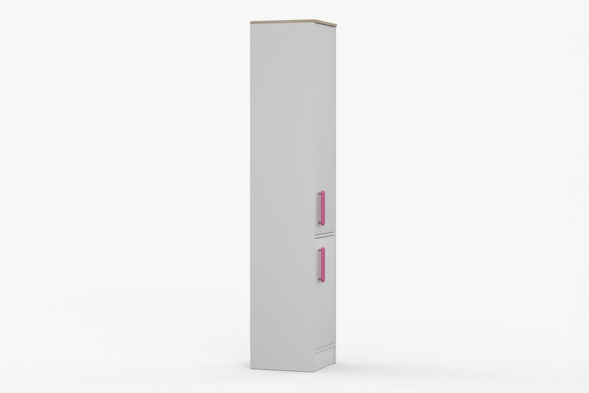 REGAL MIKI 01 Korpus Weiß | Griffe Rosa - Rosa/Weiß, Holz/Holzwerkstoff (40/197/38cm) - Deine Möbel 24