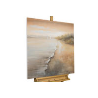 OLEJOMAĽBA 80/80 cm, More a pláž - hnedá, drevo/textil (80/80cm) - KUNSTLOFT