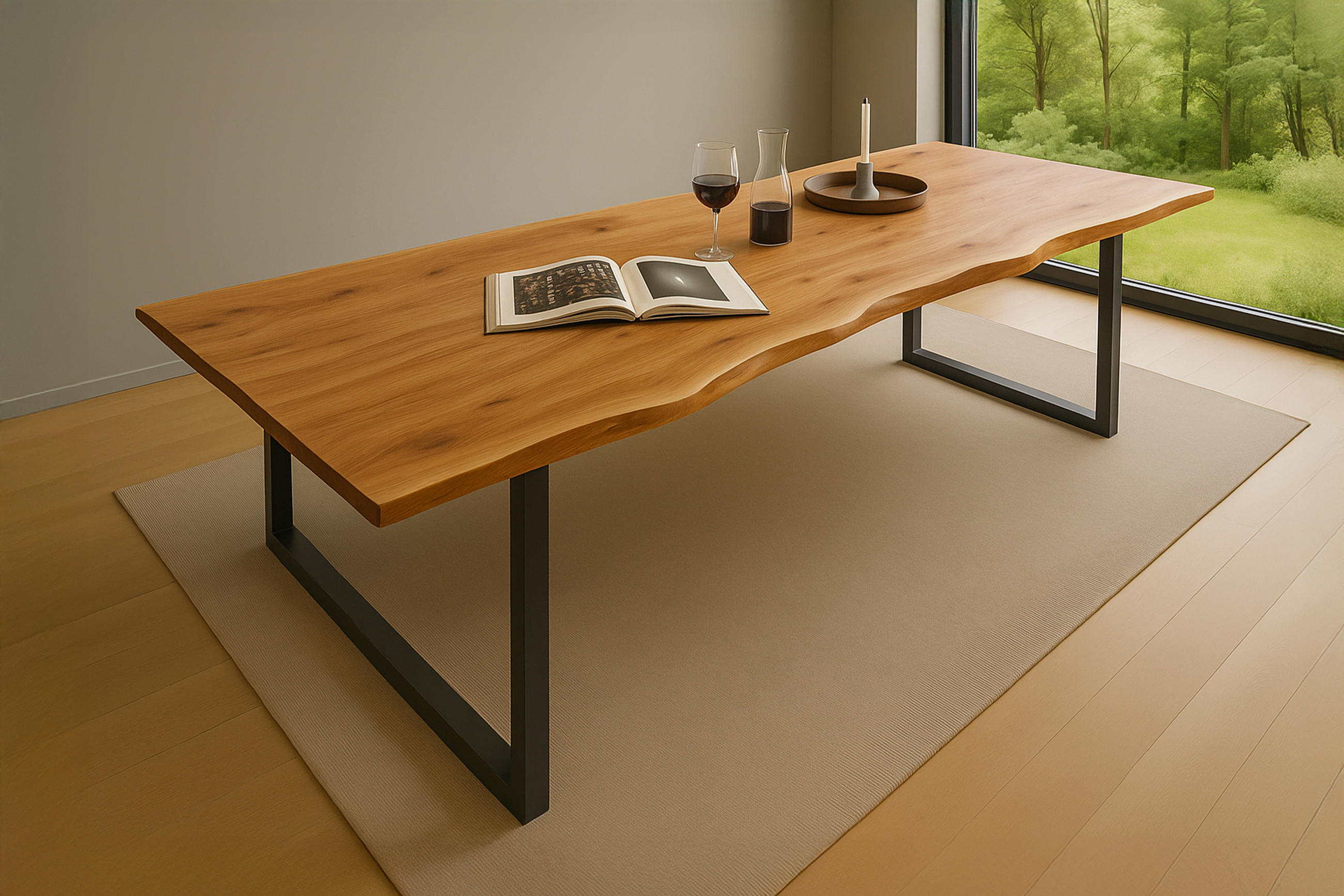 ESSTISCH MAX - Beige/Schwarz, Holz/Metall (100/240/77cm) - SAM