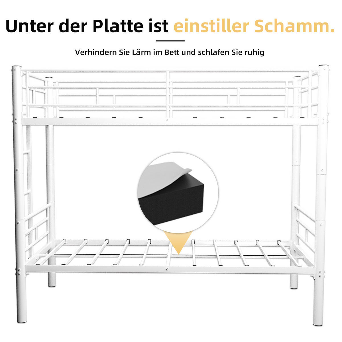 ETAGENBETT 196,6/97,8/156,5 cm aus Eisen mit trennbarer Konstruktion Weiß - Weiß, Metall (90/190cm) - Modenvie