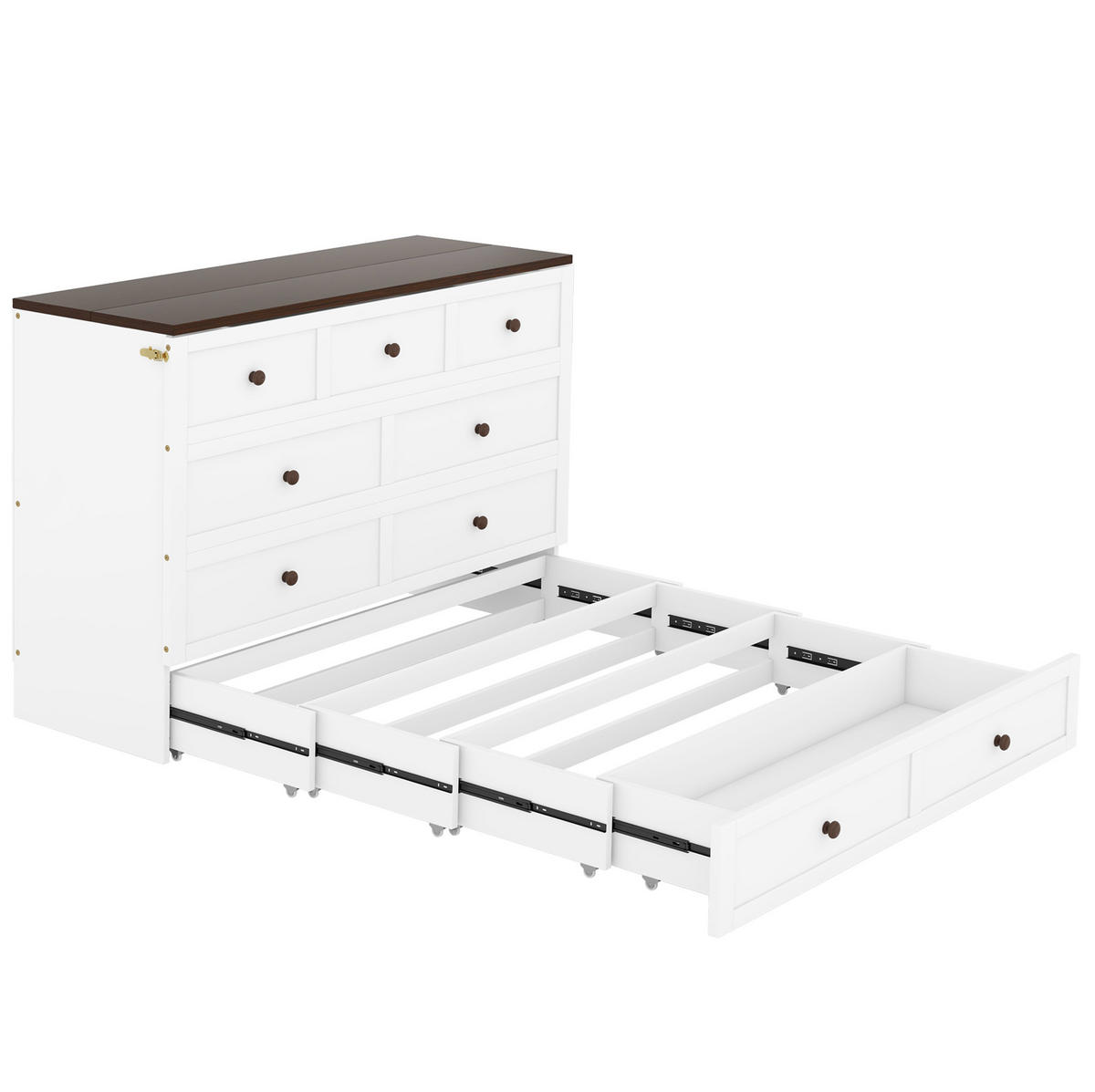 BETT mit Kopfteil 140/200 cm in Weiß – mit Stauraum und USB-Anschluss - Weiß, Holz (140/200cm) - BEAOK