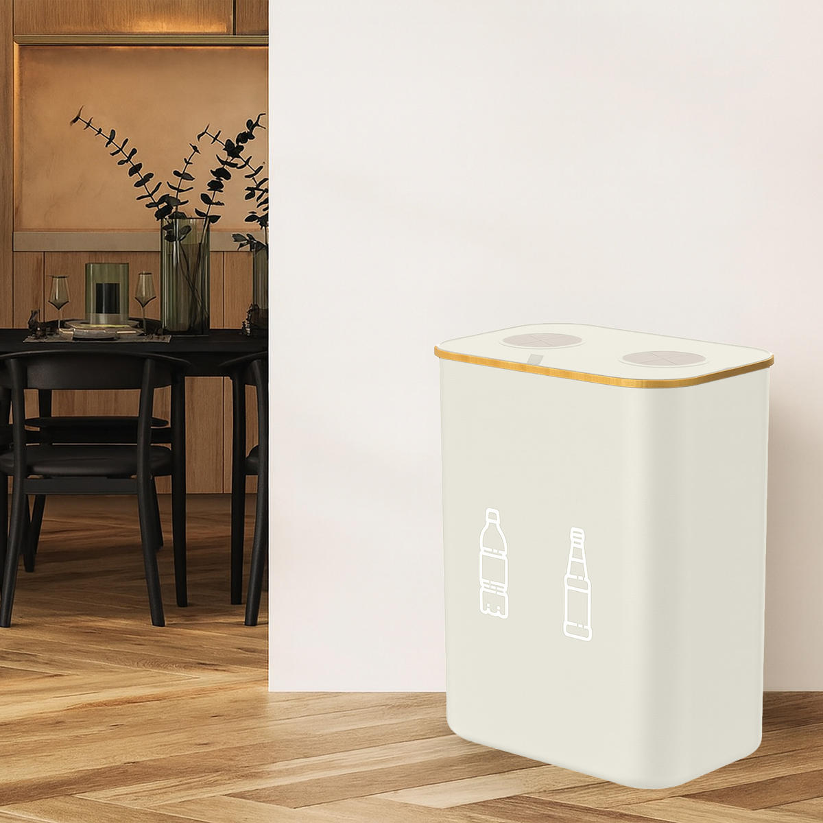 PFANDFLASCHEN-SAMMELBEHÄLTER - Grau, Holz/Kunststoff (57/70/37cm) - Relaxdays