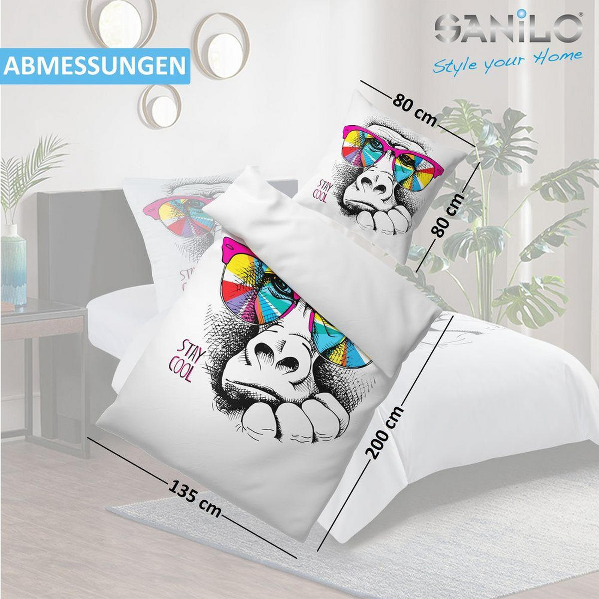 BETTWÄSCHE 4-teilig Stay Cool - Weiß, Naturmaterialien (135/200cm) - Sanilo