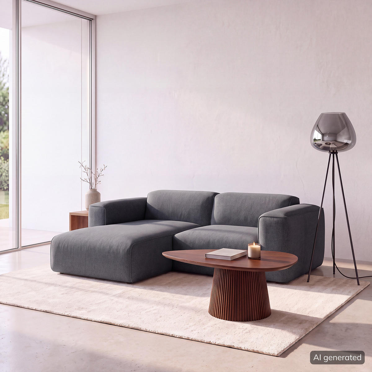 1,5-SITZER ECKSOFA mit Longchair - Schwarz/Grau, Kunststoff/Textil (260/173cm) - home24