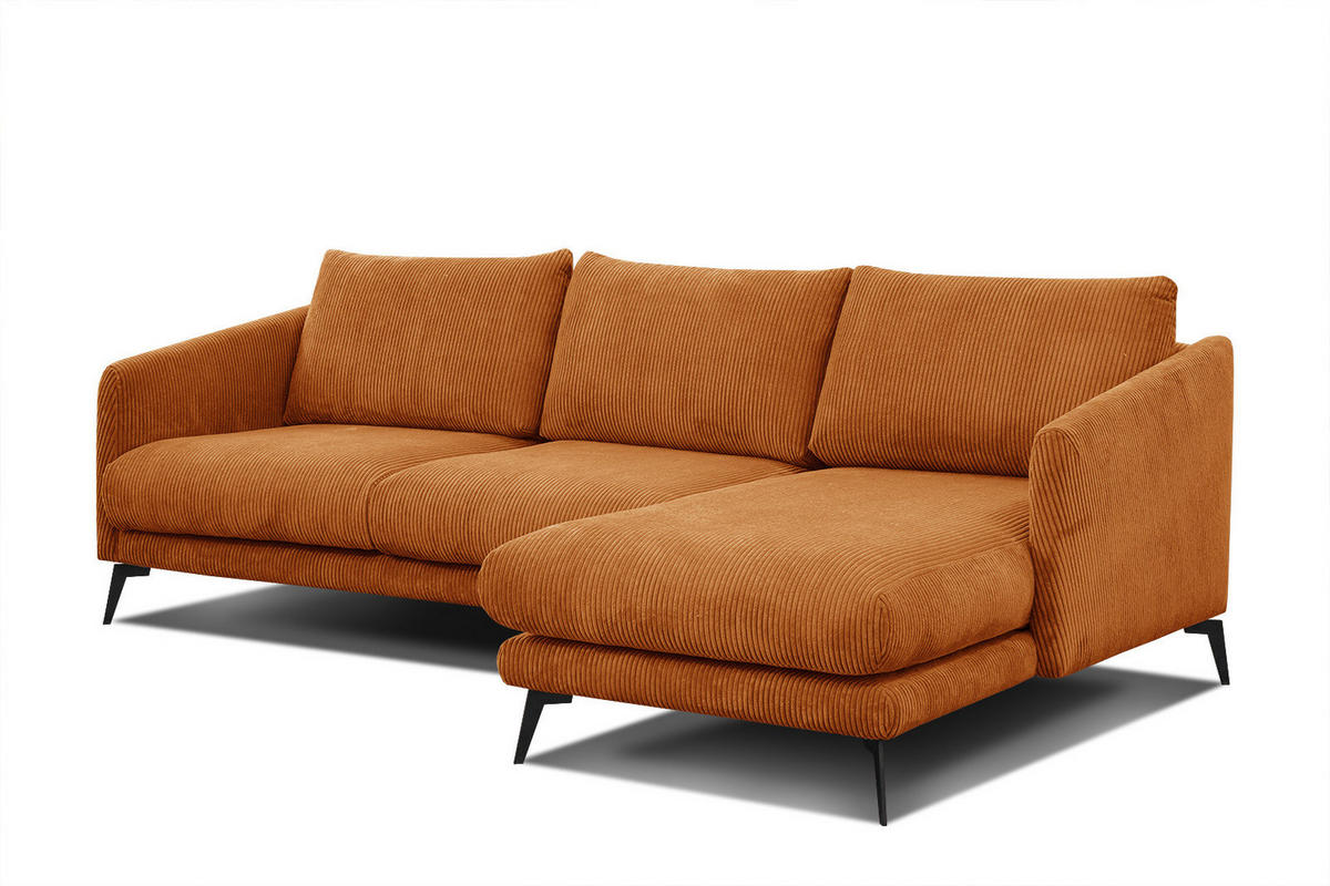 ECKSOFA VILT 4-Sitzer, orange - Schwarz/Orange, Holzwerkstoff/Textil (255/156cm) - Courtois Laville