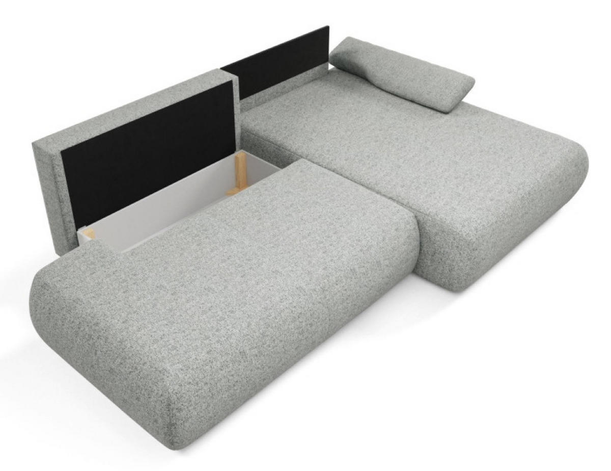 ECKSOFA Grau PENTI Ausziehbar Mit Bettkasten Rechts - Grau, Textil (173.5/286cm) - Sepro Meble