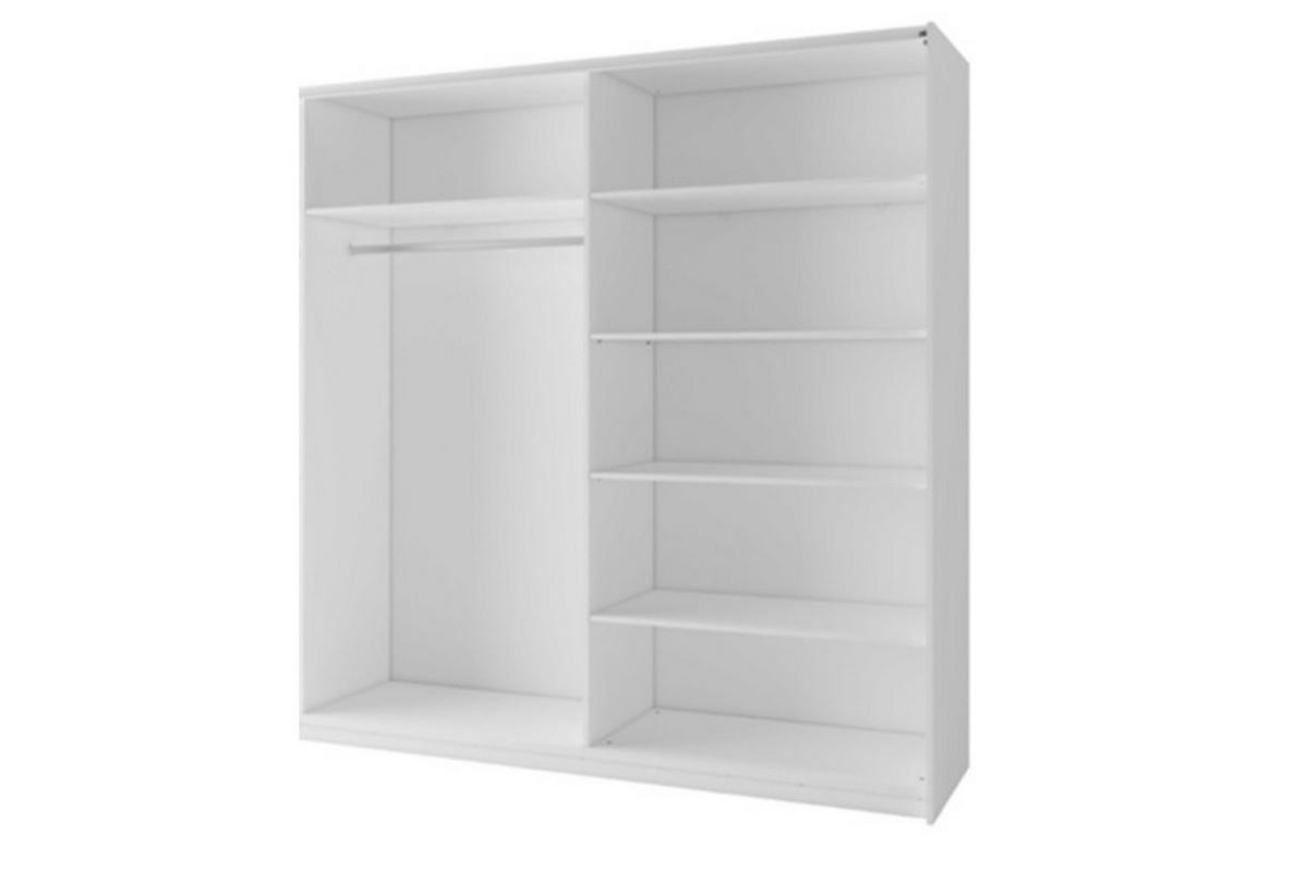 SCHWEBETÜRENSCHRANK ARLO I 200/207 cm in Weiß matt mit Spiegel - Weiß, Holzwerkstoff (201/59/207cm) - Deine Möbel 24