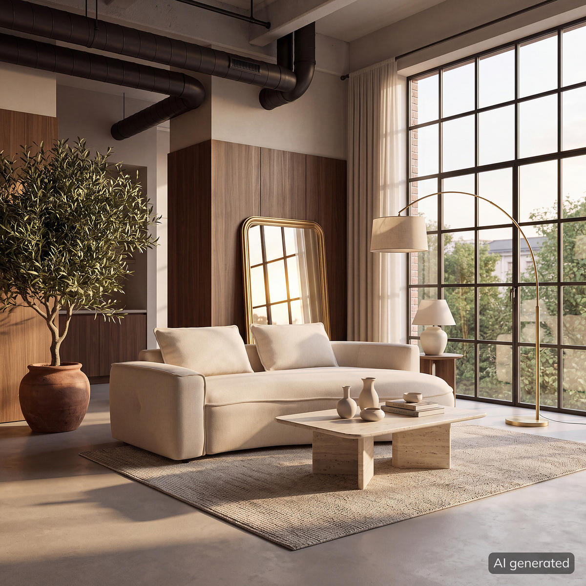 2,5-SITZER SOFA - Beige/Schwarz, Kunststoff/Textil (217/82/146cm) - home24