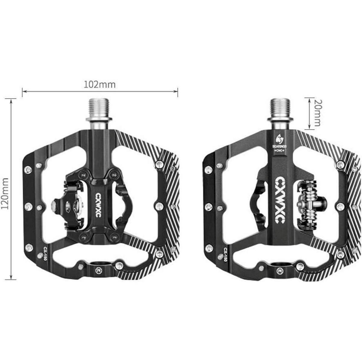FAHRRAD Pedale MTB Flatpedale Aluminiumlegierung Anti-Rutsch 9/16 Zoll - Schwarz, Metall (10.2/1.5/12cm)
