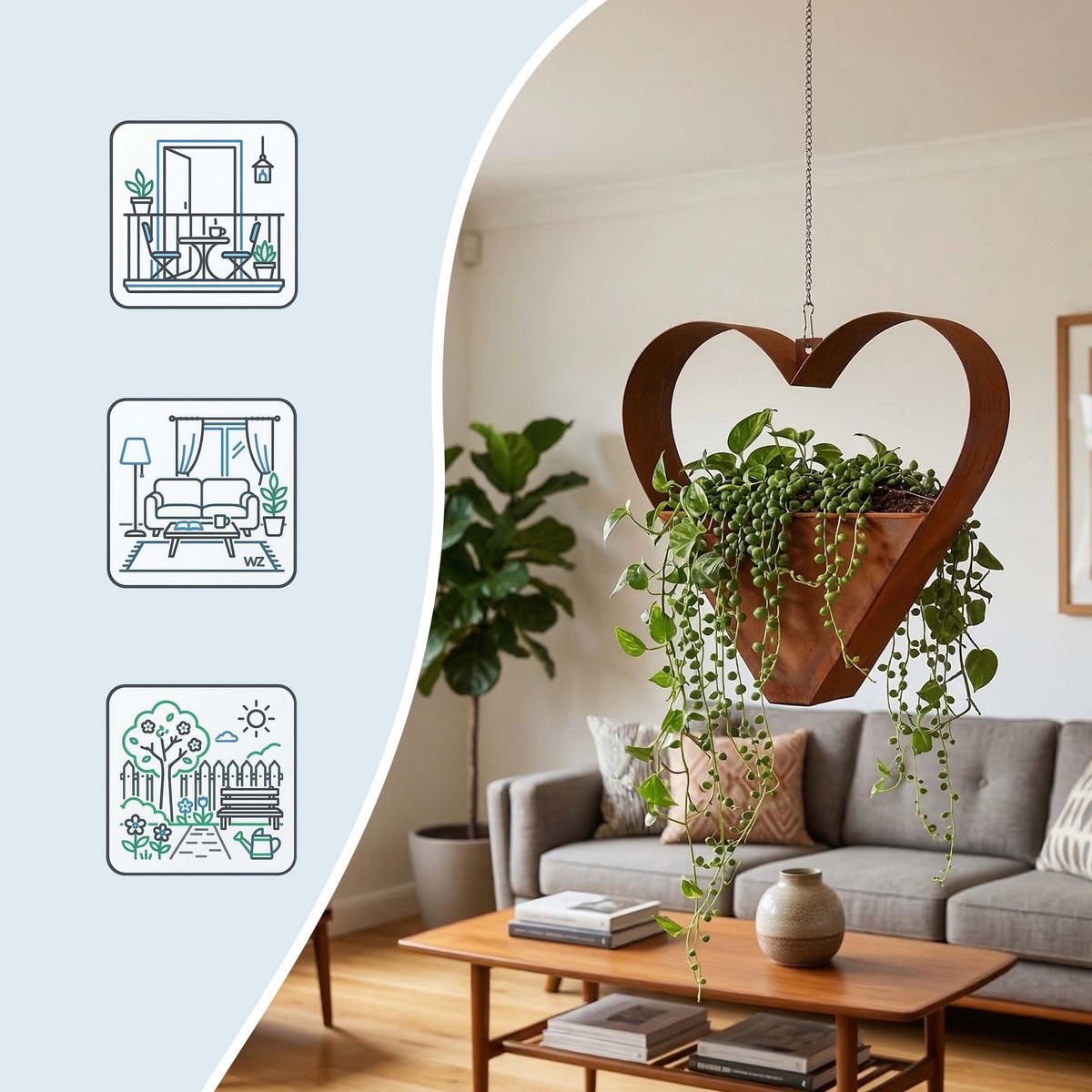 GARTENDEKO - Braun, Metall (27cm) - Relaxdays