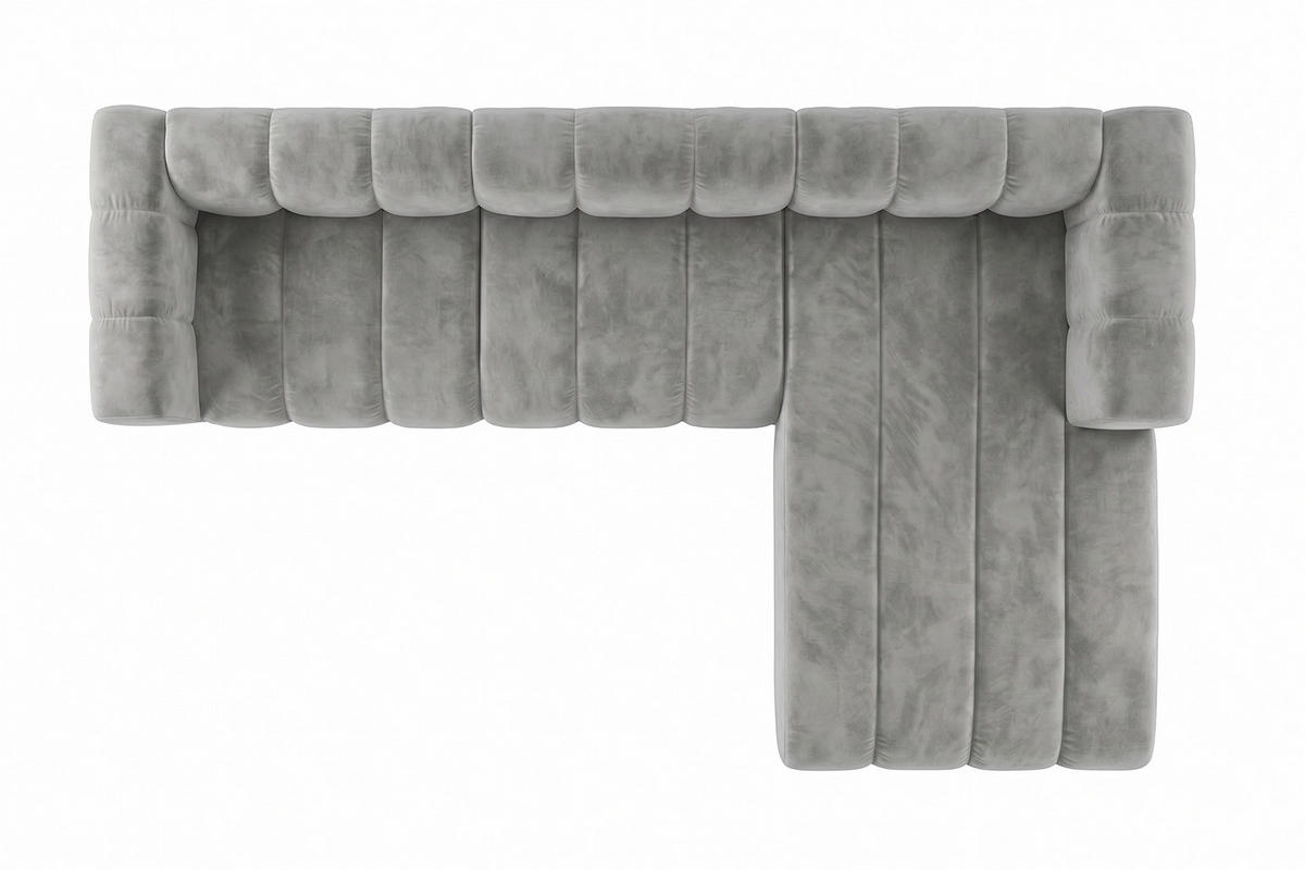 ECKSOFA Modulares In L-Form, Velvet-Stoff Riviera, Grau, Rechts, GRAND 318 cm - Grau, Holz (318/179cm) - Kaiser Möbel