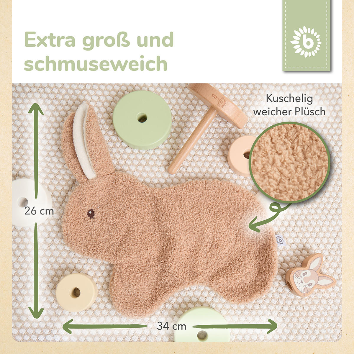 SCHMUSETUCH Hase aus Boucle - Ab Geburt - Braun, Textil (34/26cm) - Bieco Spielwaren