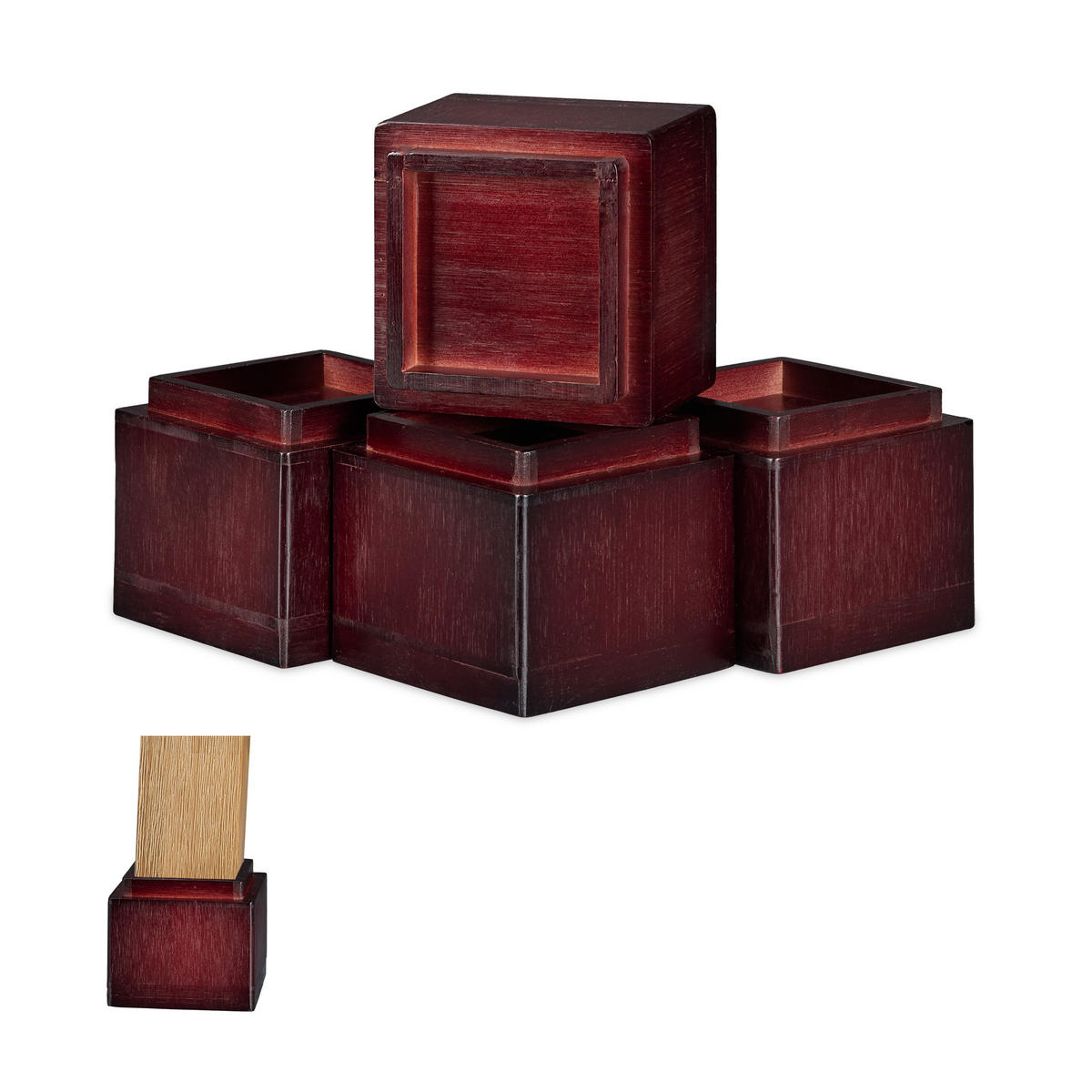 4XMÖBELERHÖHER - Braun, Holz (11.5/10/11.5cm) - Relaxdays