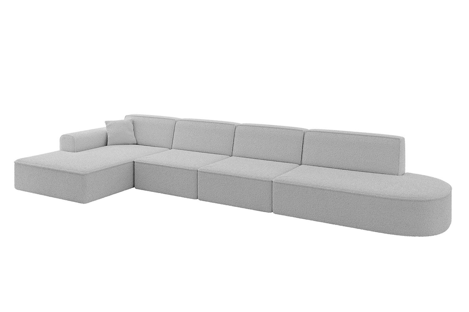 ALTDECOR ROHOVÁ SEDAČKA s otomanem vlevo IREA-L3-v3 – 412 × 165 × 77 cm světle šedá