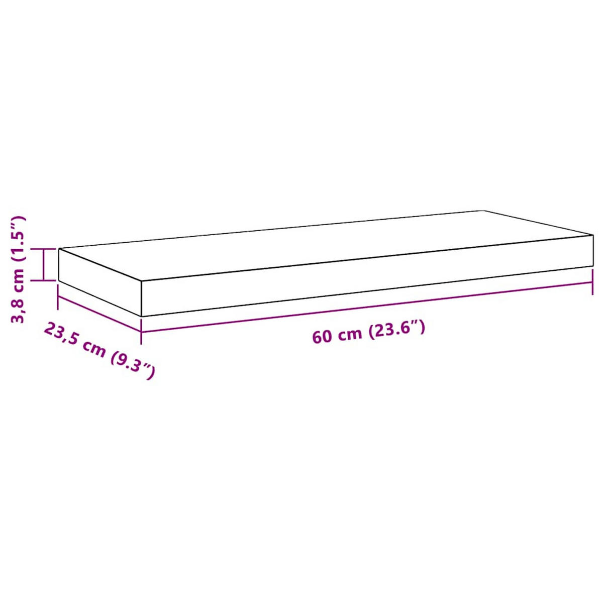 WANDBOARDSET 2-teilig 60/23,5/3,8 cm aus MDF Weiß Max. Belastbarkeit 7 KG - Weiß, Holzwerkstoff (60/3.8/23.5cm) - vidaXL