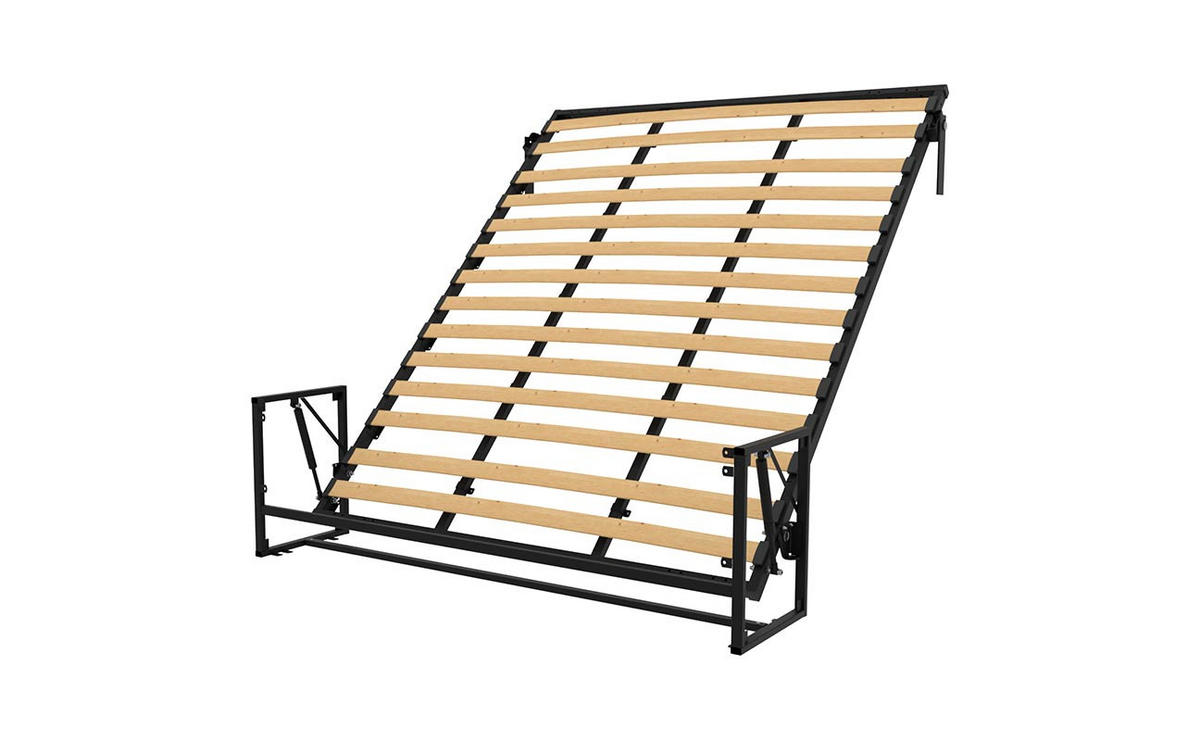 WANDBETT Morphy Classik Modulares SizeFlex- und TypeFlex-System - 160x200 Vertikal - Schwarz, Holz/Metall (160/200cm) - WallBedKing