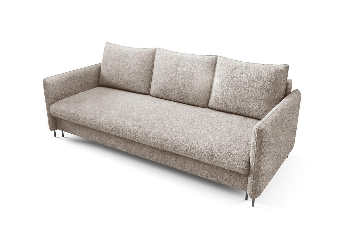 SCHLAFSOFA Belis Boucle in Beige - Beige, Holzwerkstoff/Textil (216/95/91cm) - Bettso