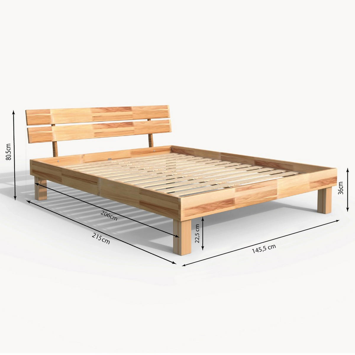 BETT RIVA 140x200 mit Lattenrost - Buche massiv geölt - Buchefarben, Holzwerkstoff (140/200cm) - Weber Industries