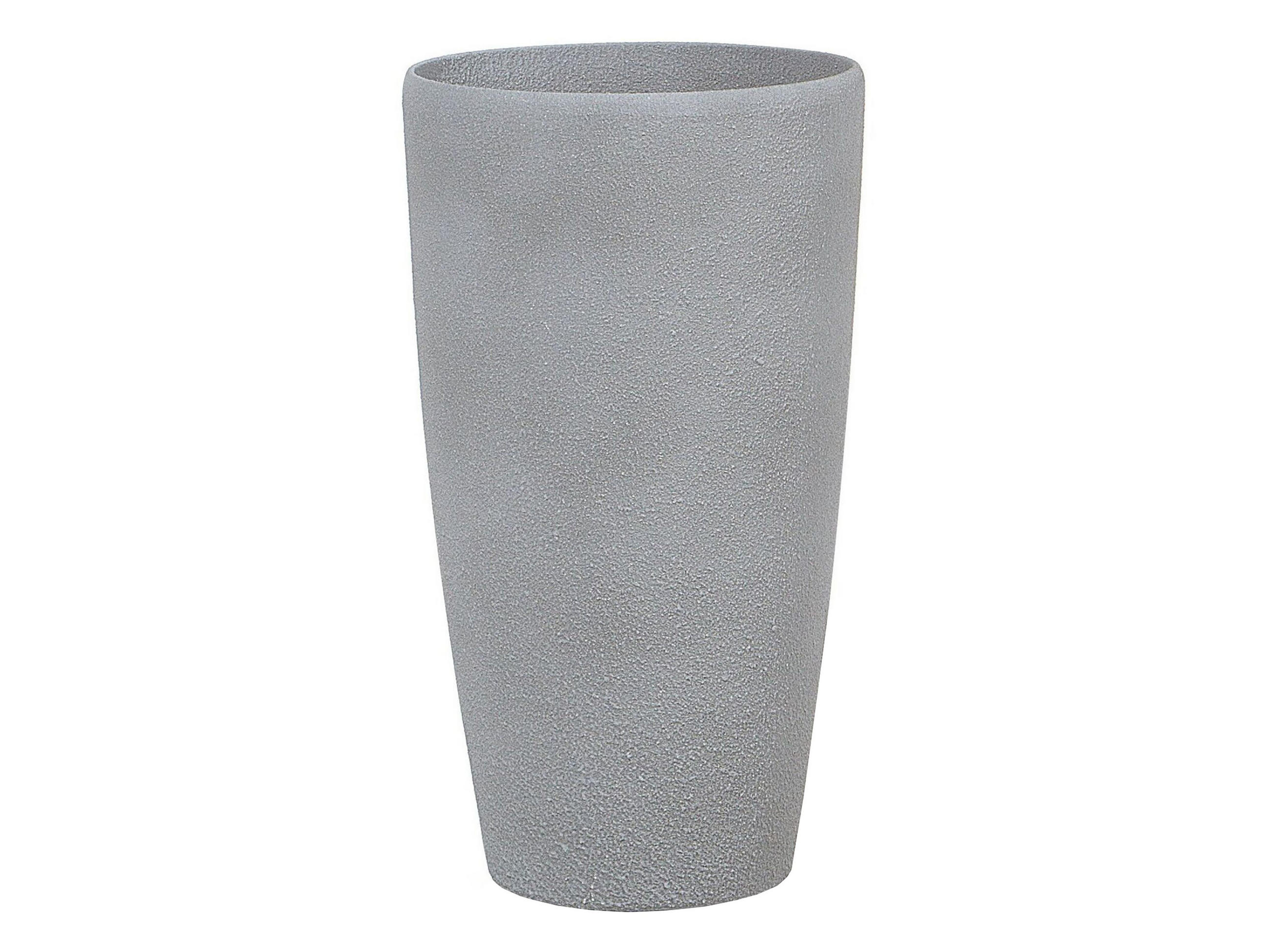 BLUMENTOPF hellgrau rund 31/31/58 cm Abdera - Hellgrau, Stein (58cm) - Beliani