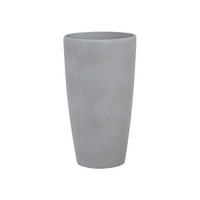 BLUMENTOPF hellgrau rund 31/31/58 cm Abdera - Hellgrau, Stein (58cm) - Beliani