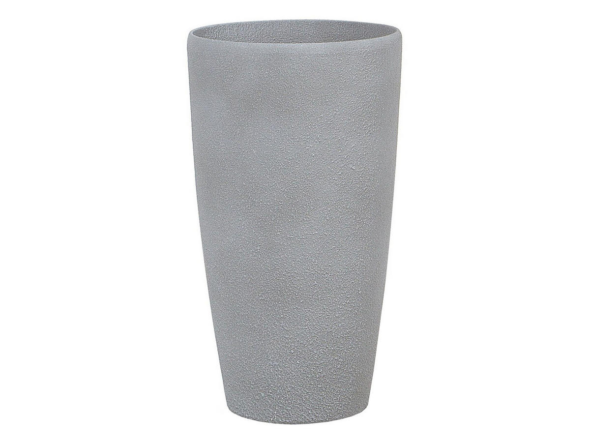 BLUMENTOPF hellgrau rund 31/31/58 cm Abdera - Hellgrau, Stein (58cm) - Beliani