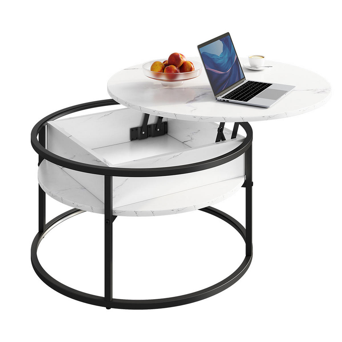 COUCHTISCH Marlo Marmor Weiß 77 x 77 cm - Weiß, Holzwerkstoff (77/77/52cm) - Vicco
