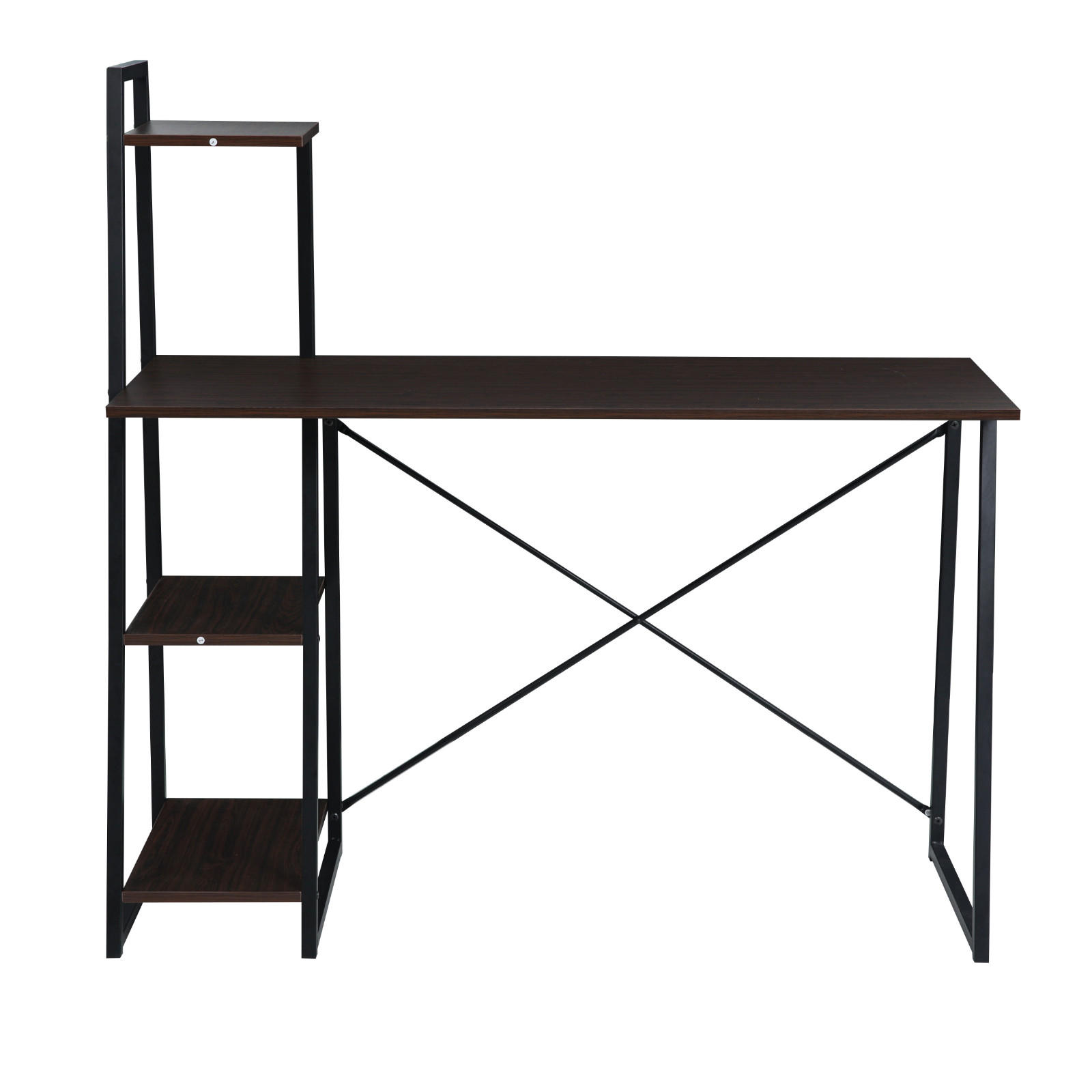 SCHREIBTISCH Combo 1 inkl. Regal mit Metall-Gestell - Dunkelbraun, Holzwerkstoff (120/48/117cm) - SVITA