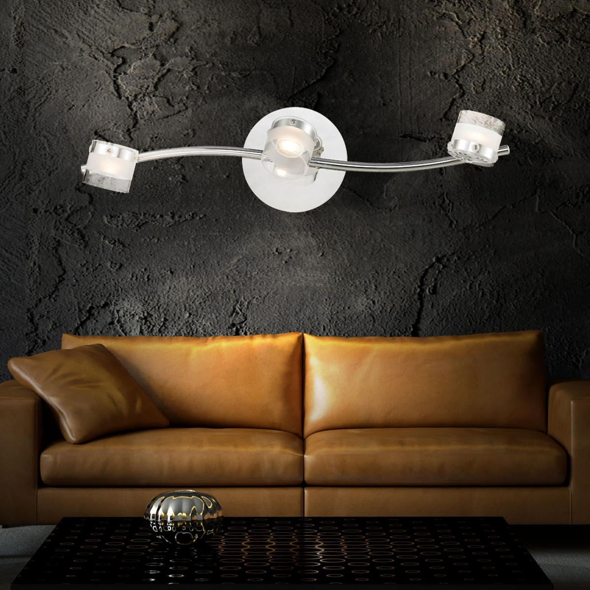 LED DECKENLEUCHTE Ester Silber - Silberfarben, Glas (52/13/15cm) - Esto