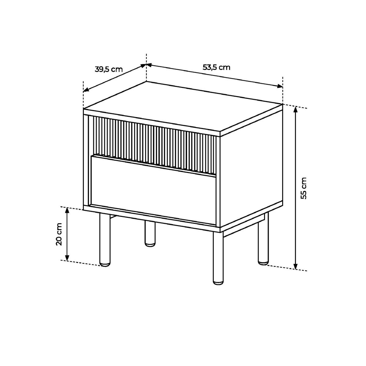 NACHTTISCH TAU STO1 Reliefierte Fronten aus MDF-Platte Eiche Cremona Eiche Cremona - Eiche Wotan, Holzwerkstoff (54/55/40cm) - Komodee