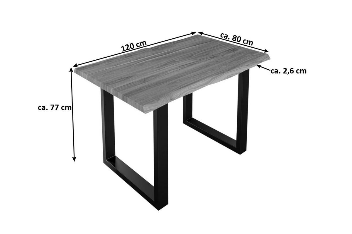 ESSTISCH LAUREN - Beige/Schwarz, Holz/Metall (80/120/77cm) - SAM
