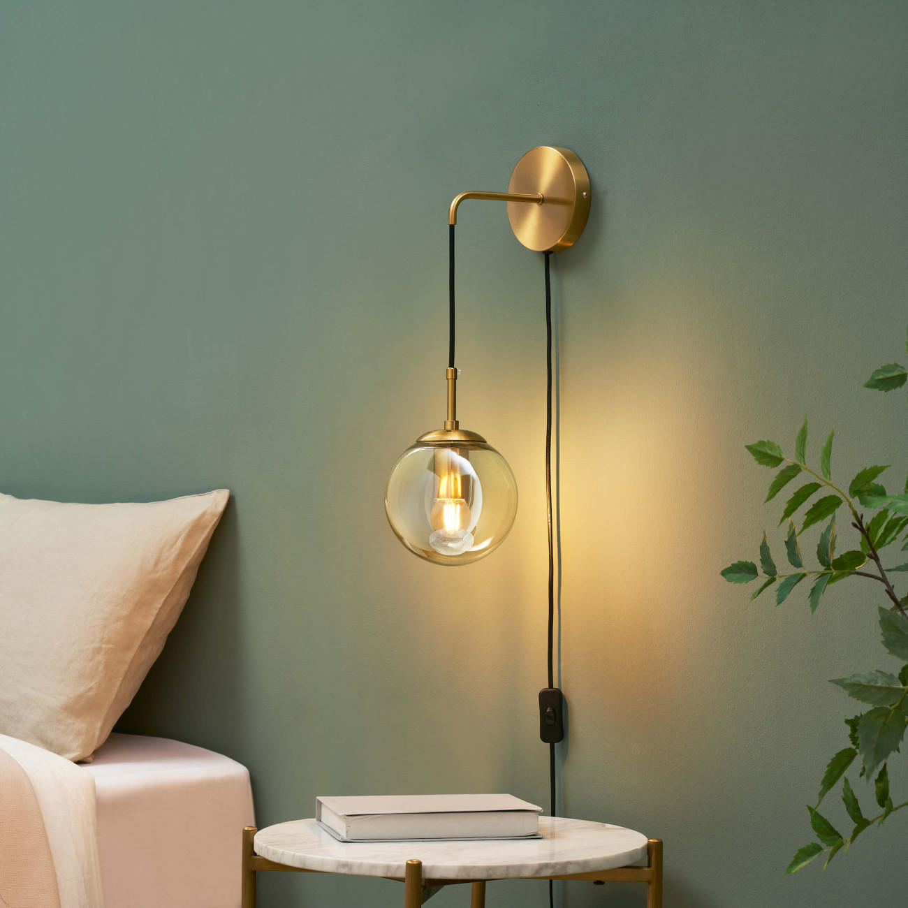 WANDLEUCHTE Robyn, Bernstein und Gold, 60cm - Goldfarben, Glas (15/60/23cm) - KOSILUM