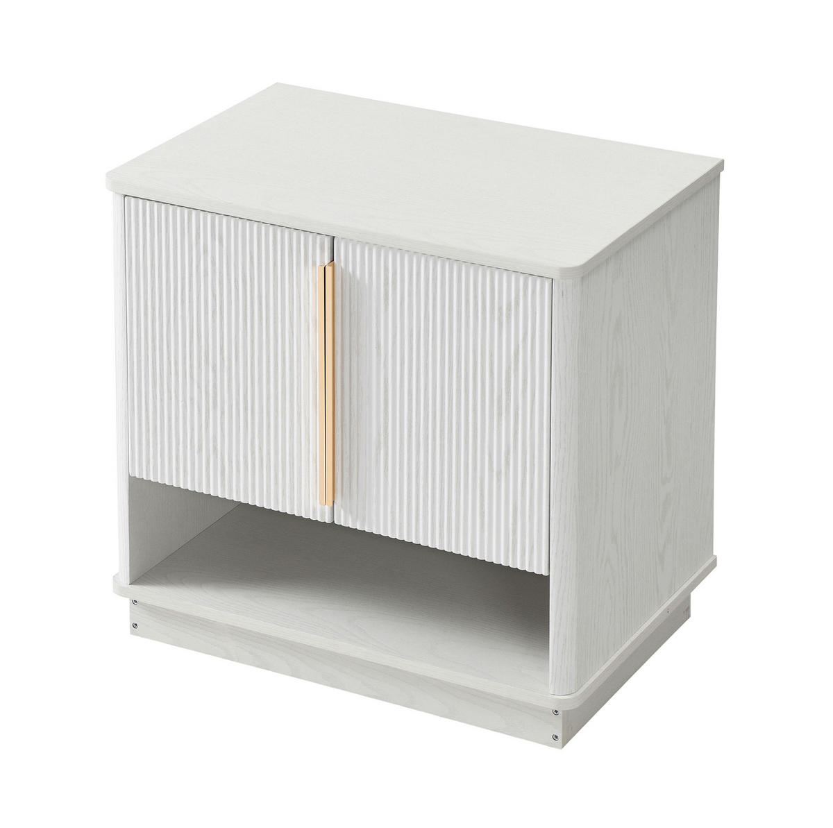 SCHUHSCHRANK 60/40/61 cm mit 2 Türen, offenem Fach und verstellbaren Einlegeböden aus MDF, Weiß in Holzoptik - Weiß, Holzwerkstoff (60/61/40cm) - Redom