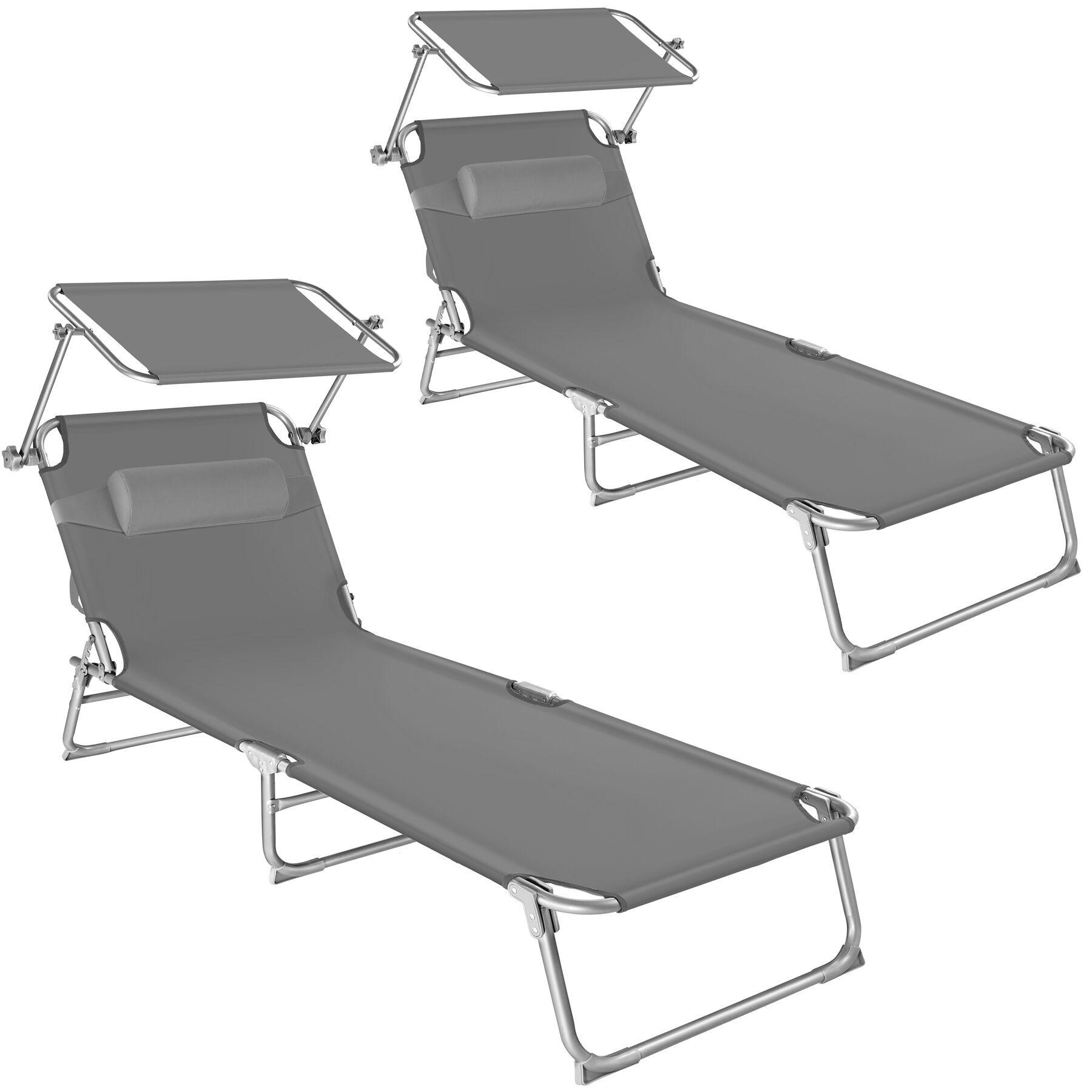 GARTENLIEGE 2er Set Chloé, 190 x 68 x 65 cm, grau - Grau, Kunststoff (68/65/190cm) - tectake