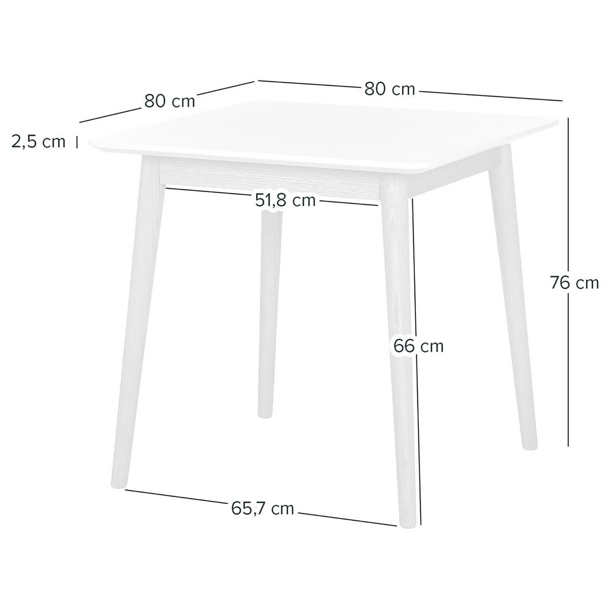 ESSTISCH - Eiche teilmassiv - Weiß, Holzwerkstoff (80/80/76cm) - home24