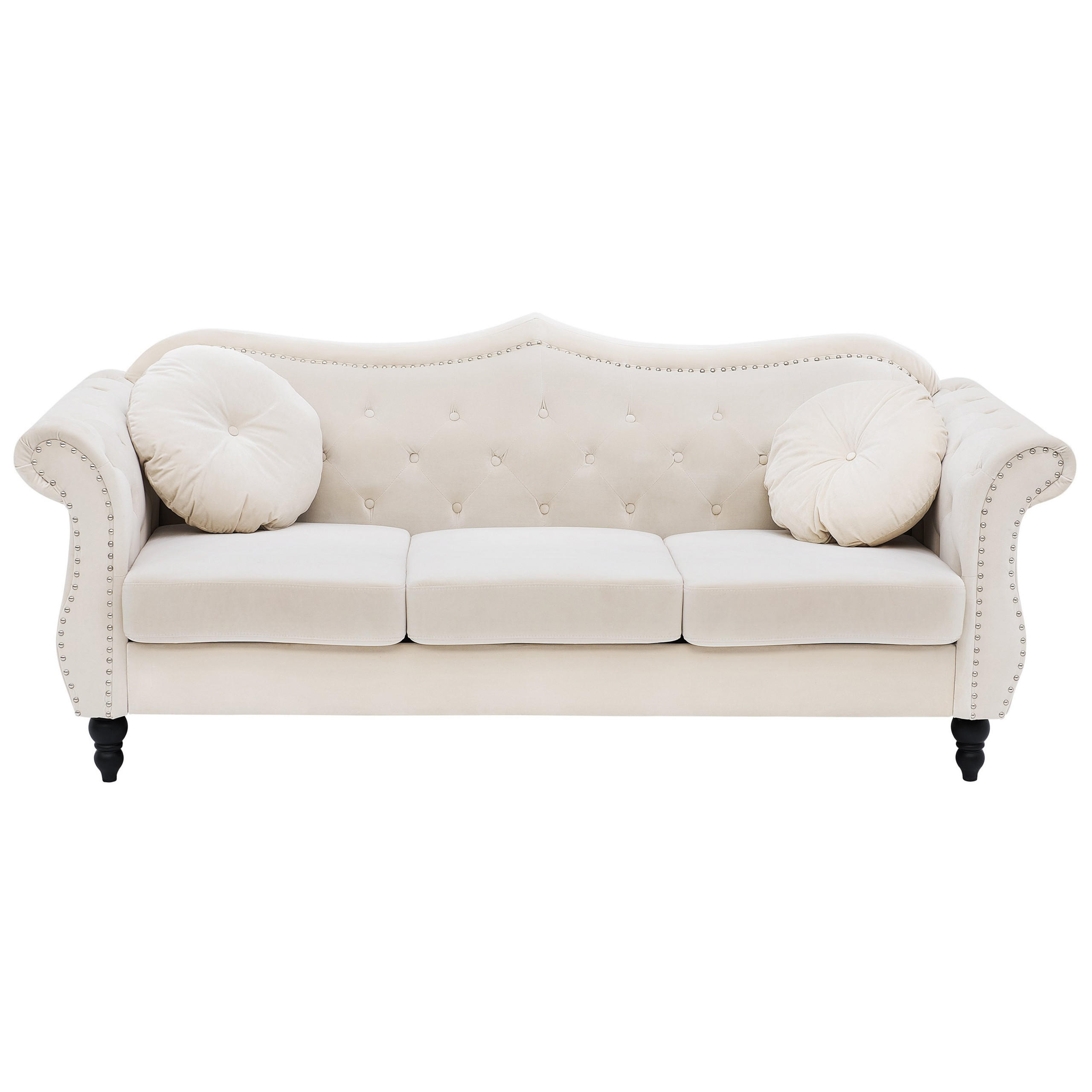 3-SITZER-SOFA Samtstoff Beige Skien - Beige, Textil (200/91/83cm) - Beliani