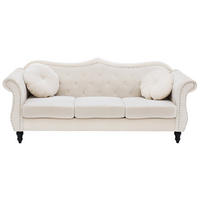 3-SITZER-SOFA Samtstoff Beige Skien - Beige, Textil (200/91/83cm) - Beliani