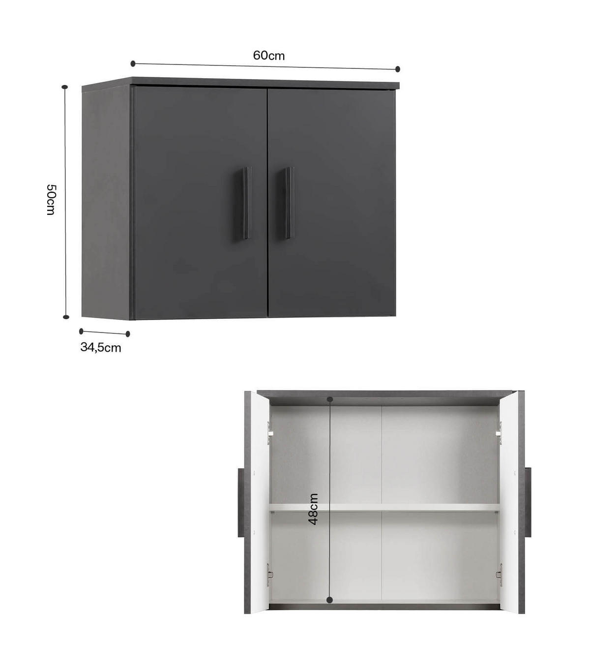 MEHRZWECKSCHRANK AUFSATZT Der Turm - Anthrazit, Holzwerkstoff (60/50/34.5cm) - Mokebo