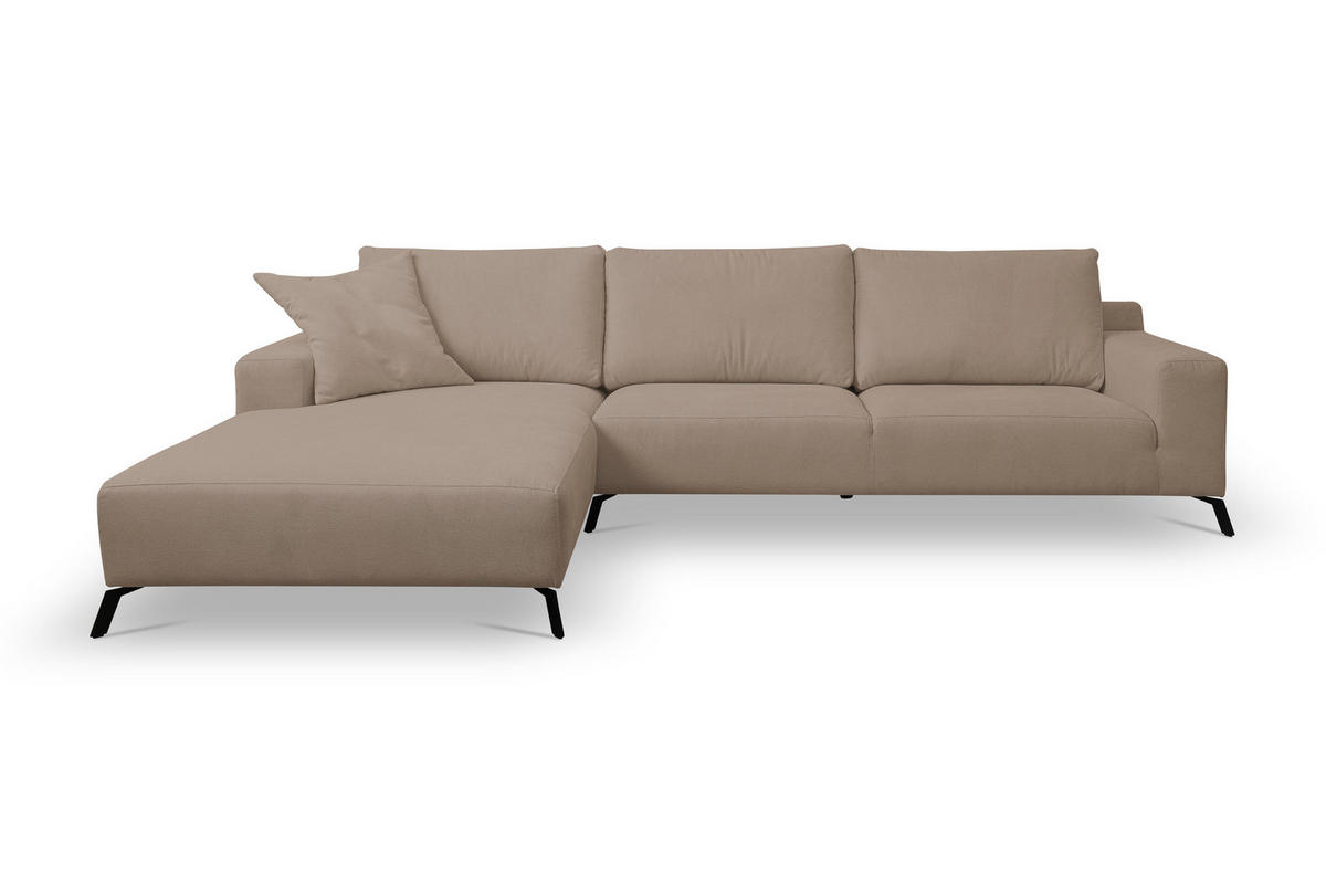 ECKSOFA Aspen in L-Form, Coach Farbe: Braun, Velourstoff, Ottomane Links - Braun, Textil (187/312cm) - VENASI MÖBEL