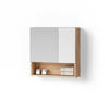 BADSPIEGELSCHRANK Ronco Weiß Hochglanz/Goldkraft Eiche 54 x 55 cm - Weiß Hochglanz/Eiche Wotan, Holzwerkstoff (54/55/16.9cm) - Livinity®