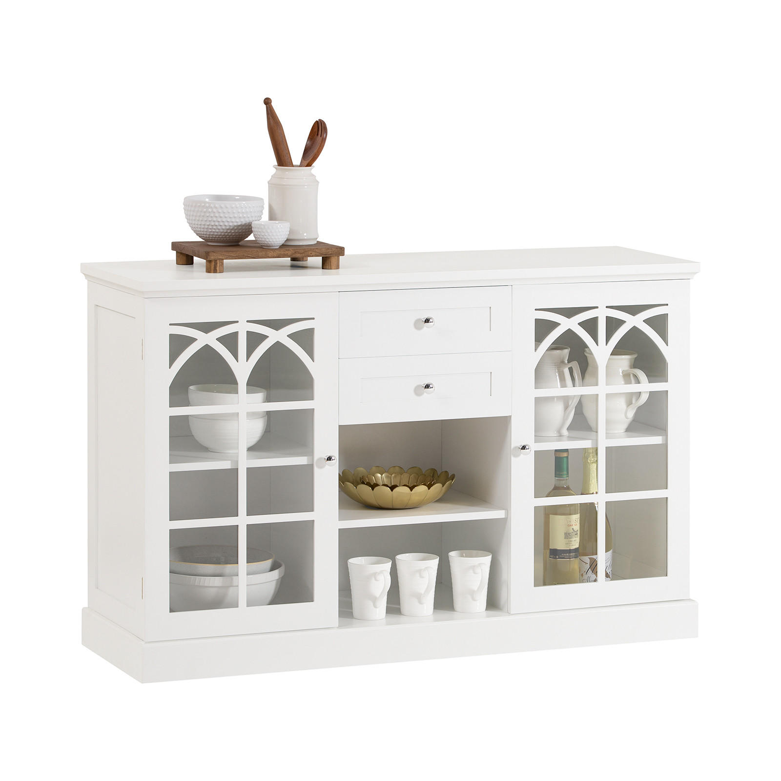 SIDEBOARD Weiß - Weiß, Glas/Holzwerkstoff (120/78/39cm) - SoBuy