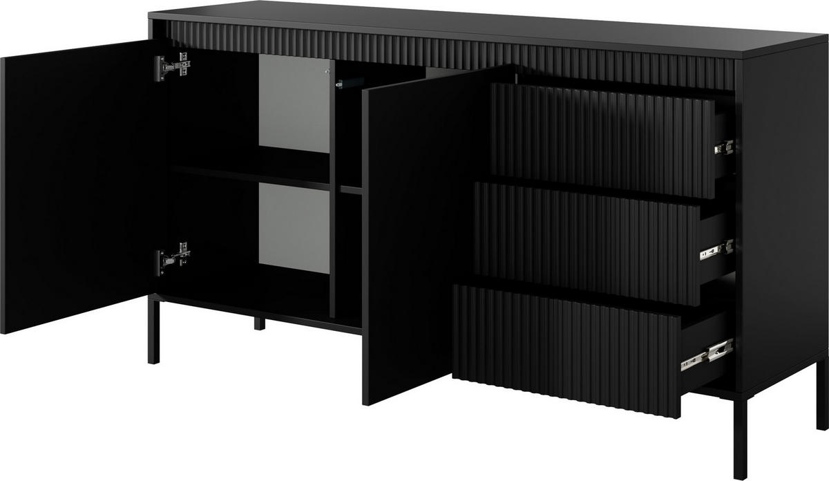 SIDEBOARD Cindy in Schwarz 154/81/40 cm - Schwarz, Holzwerkstoff/Metall (153.5/81.4/39.5cm) - WFL GROUP
