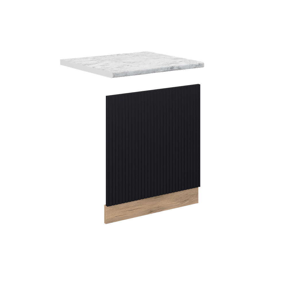 FRONTBLENDE Fame-Line, Schwarz gestreift, 60 cm, AP Marmor - Eiche Wotan/Schwarz, Holzwerkstoff (60/67.4/1.6cm) - Vicco