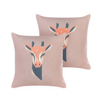 DEKOKISSEN 2er-Set Rosa 45/45 cm Candelabra - Pink, Textil (45/45cm) - Beliani